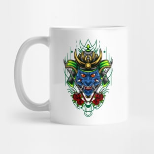 Samurai Cat - Green Kabuto Mug